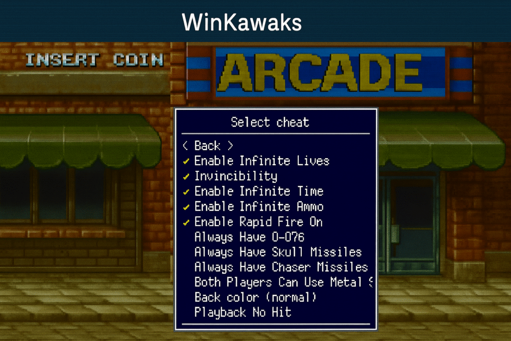 win kawaks cheat file in retro arcade emulator