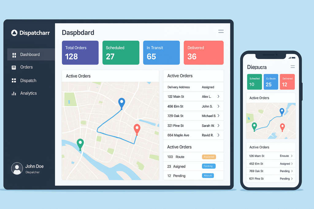 Dispatcharr delivery management software dashboard and logistics interface