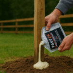 Fast 2K Fence Post Foam being used for quick fence installation
