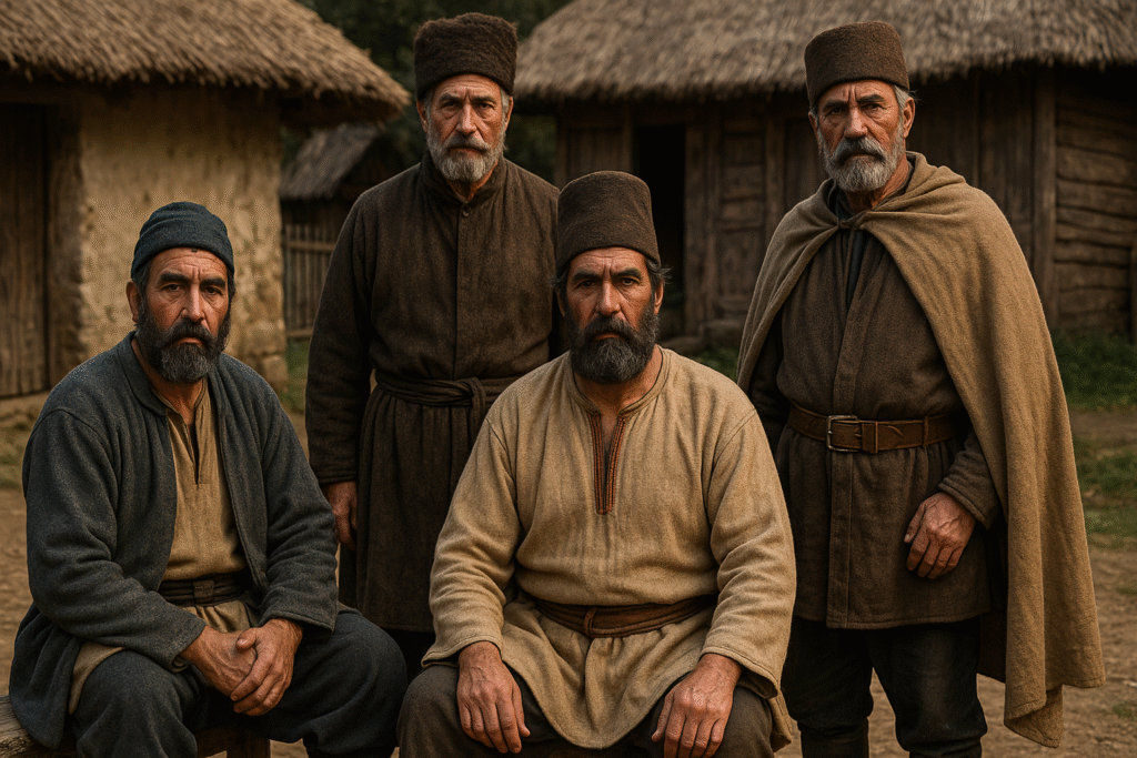 A cultural depiction of traditional ciulioneros in their native environment