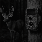 Camofire trail camera mounted on a tree for hunting and wildlife monitoring