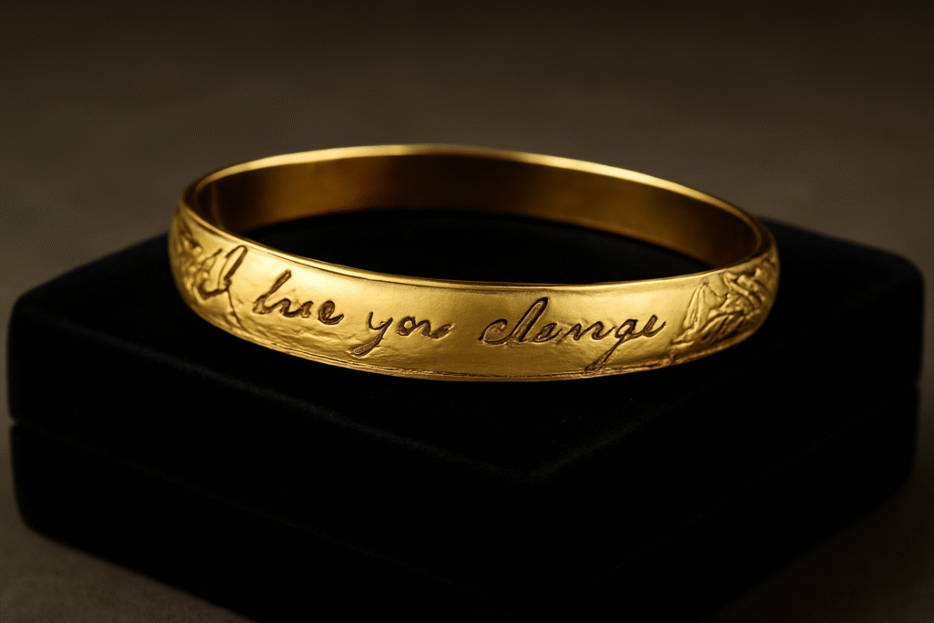 Handwriting bracelet gold customized with personal engraving