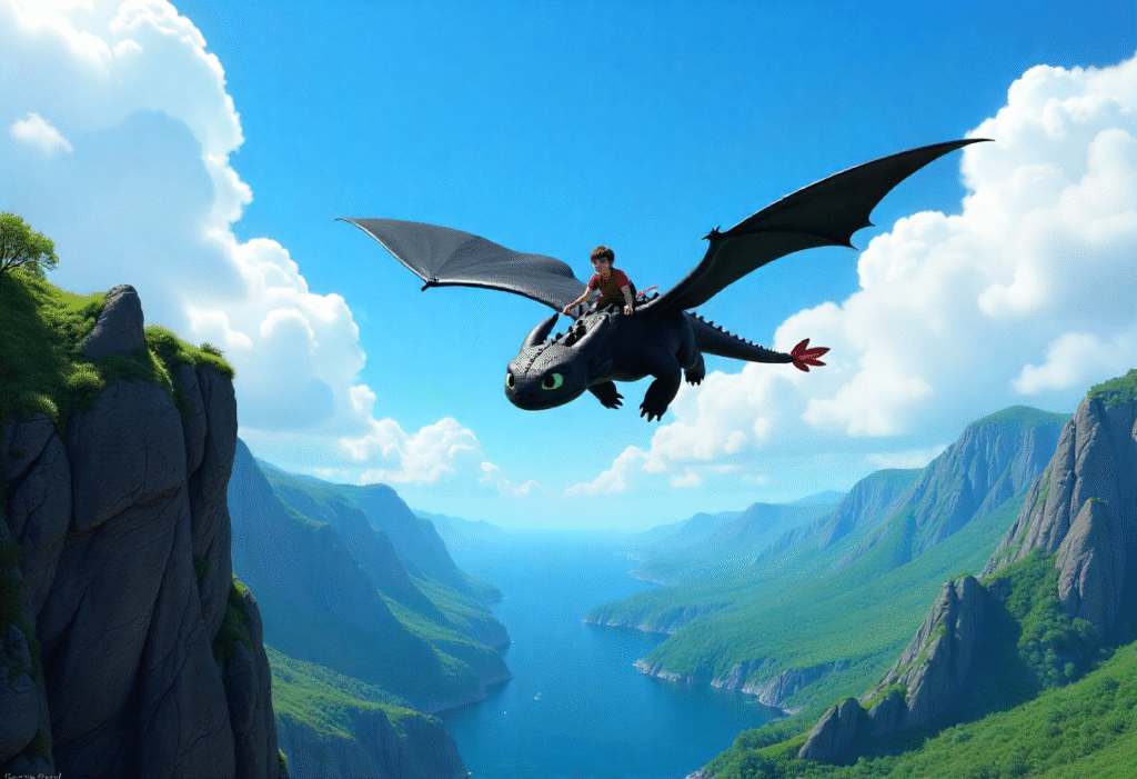 how to train your dragon 2 film poster with Hiccup and Toothless in flight