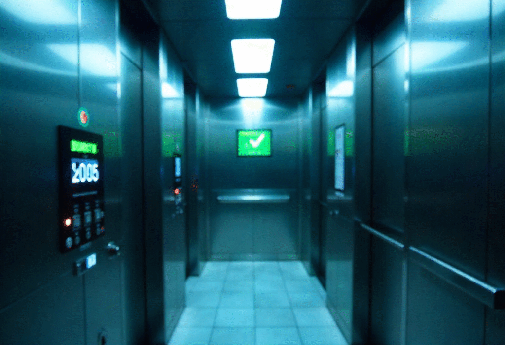 safety notice displaying "this sign shows when a lift is safe to use"